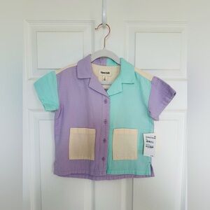 Kids Colorblock Shirt - Purple, Green, and Cream